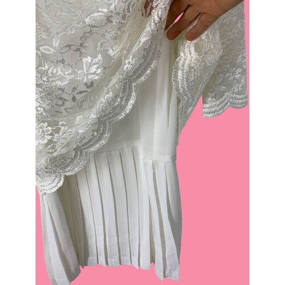 Womens Dani & Nicole Drop Waist Lace Tee Dress VTG 90s Church Cottagecore 5243 - Picture 3 of 6